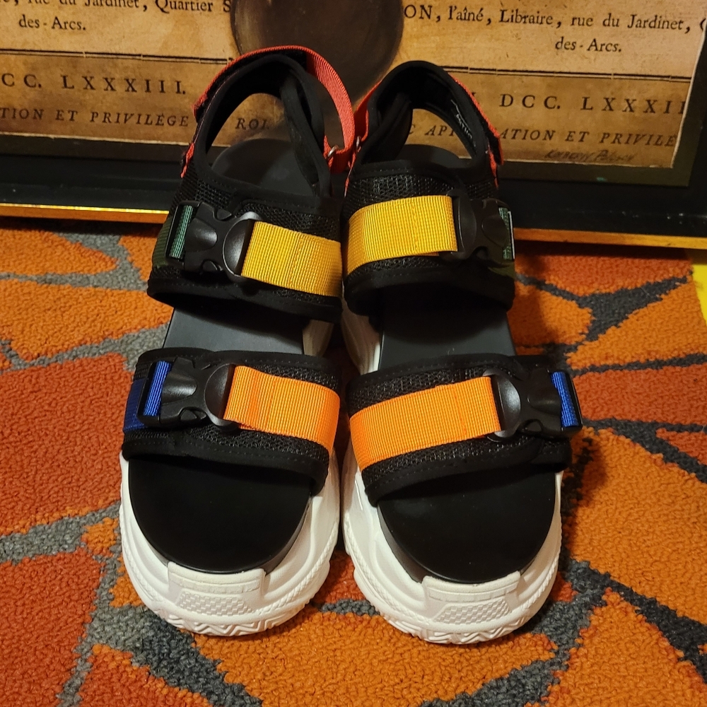 Anthony Wang PEACH Multicolor Buckle Strap Sandal 